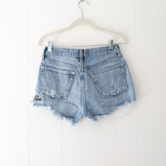 AGOLDE Parker Vintage Distressed High Waisted Cut Off Denim Shorts Blue, size 25 - Picture 2 of 9